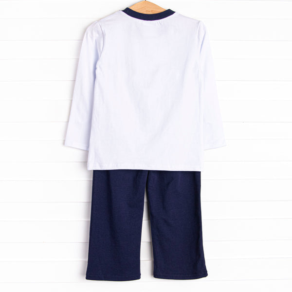 Highland Hills Applique Pant Set, Navy