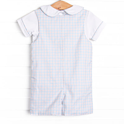 Bleu: Theodore Smocked Shortall, Blue Plaid