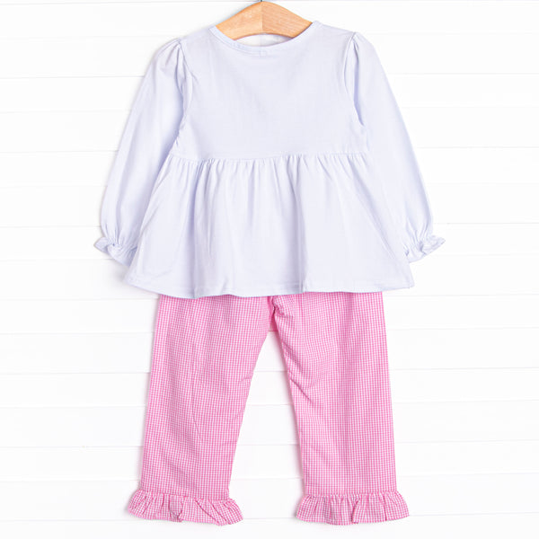 Spooky Spirits Applique Ruffle Pant Set, Pink