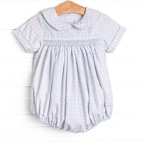 Bleu: Theodore Smocked Bubble, Blue Plaid
