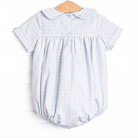 Bleu: Theodore Smocked Bubble, Blue Plaid