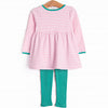 Lexie Legging Set, Jade Green and Pink Stripe