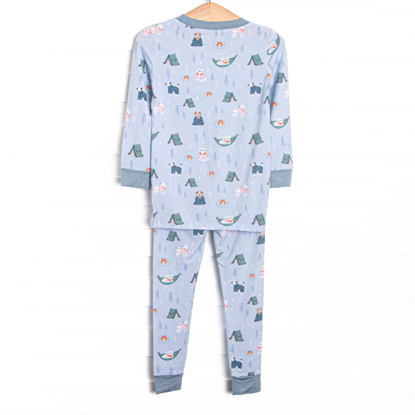 Campfire Friends Bamboo Pajama Set, Blue