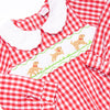 Chasing Tails Smocked Boy Romper, Red Check