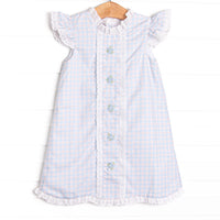 Bleu: Greer Embroidered Dress, Blue Plaid