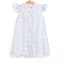 Bleu: Greer Embroidered Dress, Blue Plaid