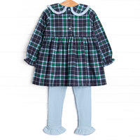 Campbell Long Sleeve Legging Set, Navy Plaid