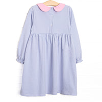 Erin Long Sleeve Dress, Pink and Periwinkle Stripe