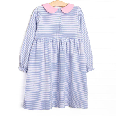 Erin Long Sleeve Dress, Pink and Periwinkle Stripe