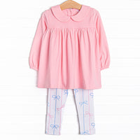Ribbon Rows Legging Set, Pink