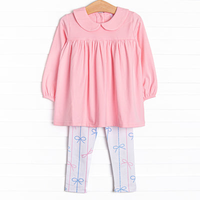 Ribbon Rows Legging Set, Pink