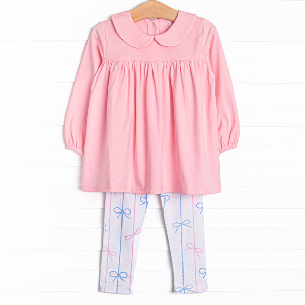 Ribbon Rows Legging Set, Pink