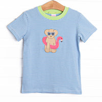 Pool Day Pooch Applique Top, Blue