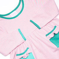 Lexie Legging Set, Jade Green and Pink Stripe