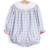 Plaid Pals Smocked Girl Bubble, Blue and Tan Plaid
