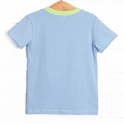 Pool Day Pooch Applique Top, Blue