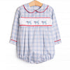 Plaid Pals Smocked Boy Bubble, Blue and Tan Plaid