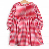 Chasing Tails Smocked Dress, Red Check