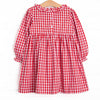 Chasing Tails Smocked Dress, Red Check