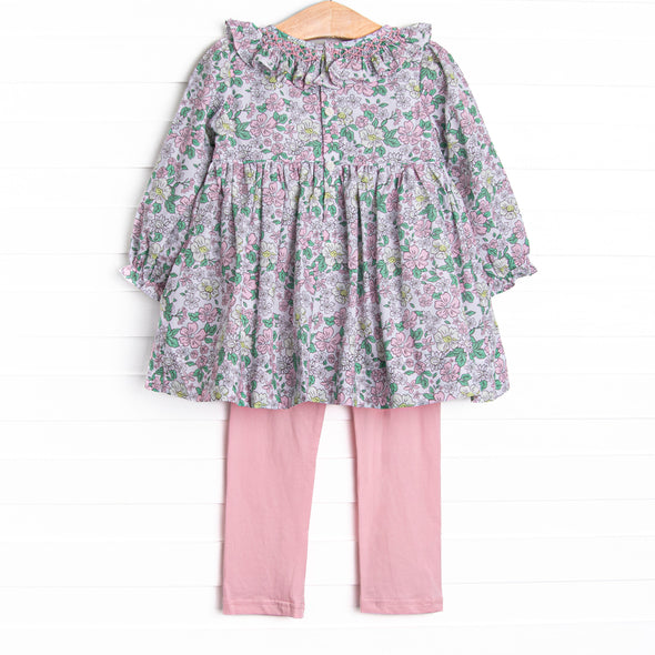 Secret Garden Smocked Legging Set, Pink