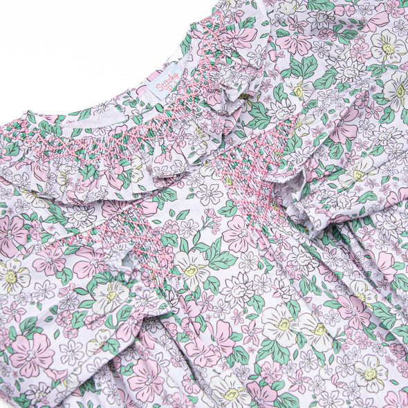 Secret Garden Smocked Diaper Set, Pink