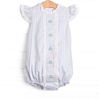 Bleu: Greer Embroidered Bubble, Blue Plaid