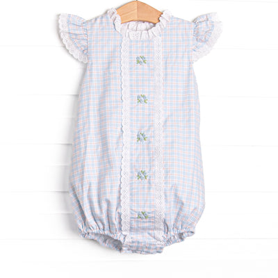 Bleu: Greer Embroidered Bubble, Blue Plaid