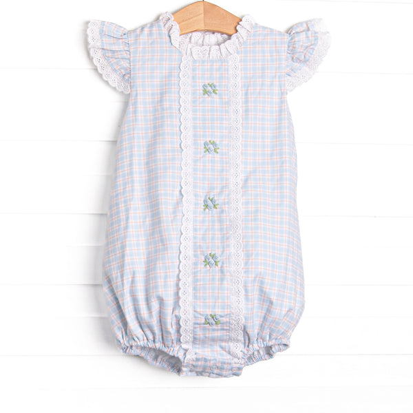 Bleu: Greer Embroidered Bubble, Blue Plaid