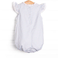 Bleu: Greer Embroidered Bubble, Blue Plaid
