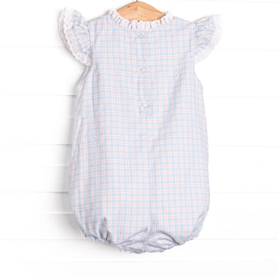 Bleu: Greer Embroidered Bubble, Blue Plaid