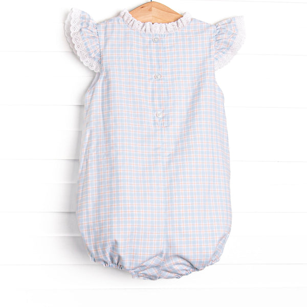 Bleu: Greer Embroidered Bubble, Blue Plaid
