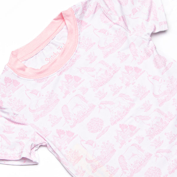 Fabled Fairytale Bamboo Pajama Short Sleeve Set, Pink