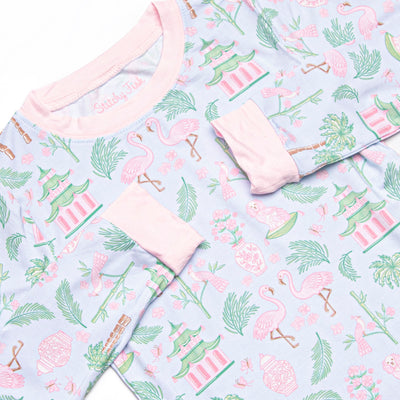 East, Wind, Luck Bamboo Pajama Set, Pink