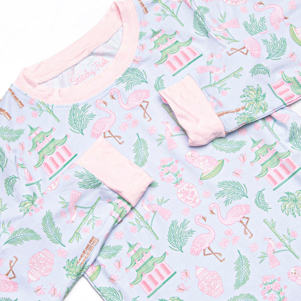 East, Wind, Luck Bamboo Pajama Set, Pink