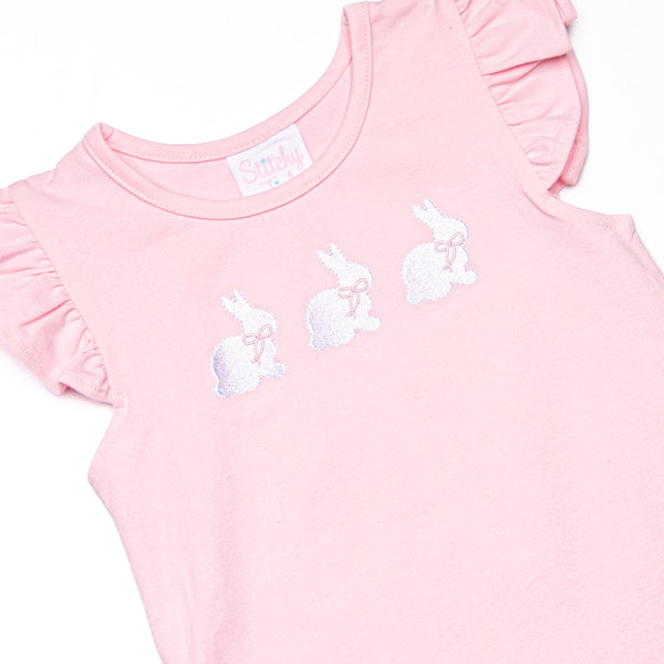 Cottontail Classic Embroidered Ruffle Short Set, Pink and Mint Seersucker