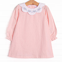 Ribbons and Roses Embroidered Dress, Pink