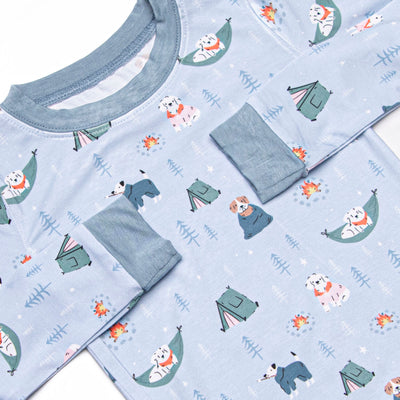 Campfire Friends Bamboo Pajama Set, Blue