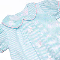 Cottontail Classic Embroidered Diaper Set, Mint Seersucker