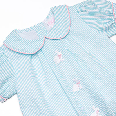 Cottontail Classic Embroidered Diaper Set, Mint Seersucker