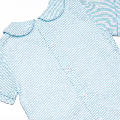 Cottontail Classic Applique Short Set, Mint Seersucker