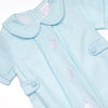 Cottontail Classic Embroidered Boy Bubble, Mint Seersucker