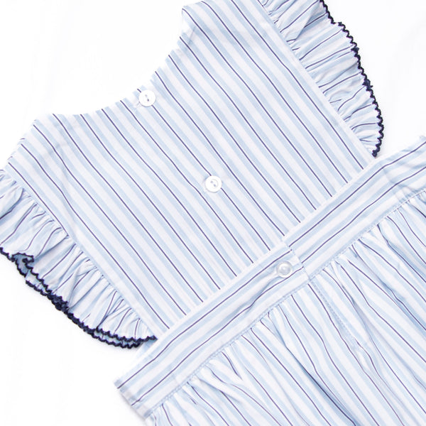 Bleu: Susannah Sails Smocked Bubble, Blue Stripe