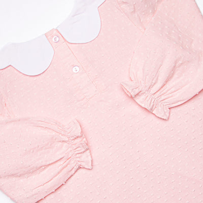 Ribbons and Roses Embroidered Dress, Pink