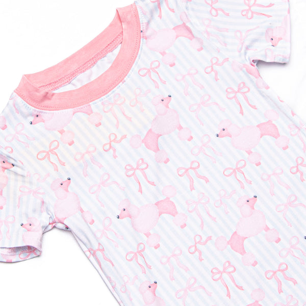 Park Avenue Poodles Bamboo Pajama Short Set, Pink