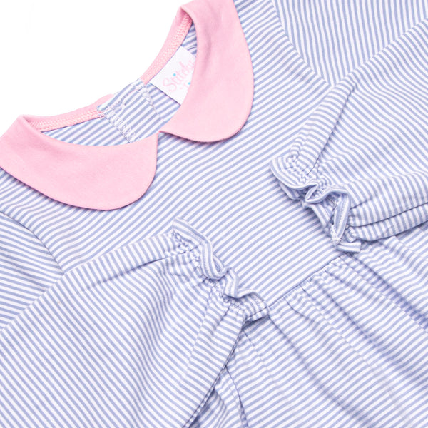Erin Long Sleeve Dress, Pink and Periwinkle Stripe