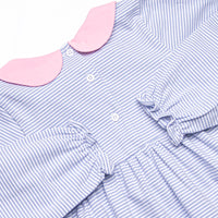 Erin Long Sleeve Dress, Pink and Periwinkle Stripe