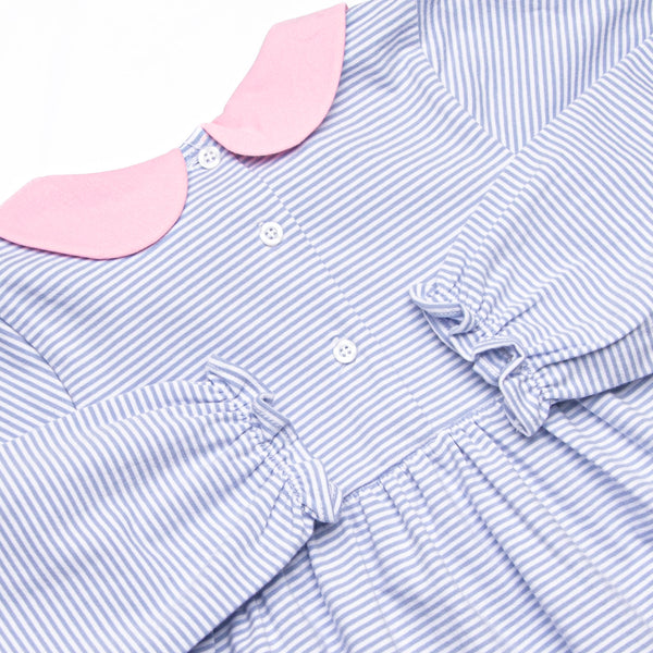 Erin Long Sleeve Dress, Pink and Periwinkle Stripe