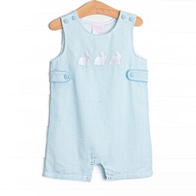 Cottontail Classic Embroidered Jon Jon, Mint Seersucker