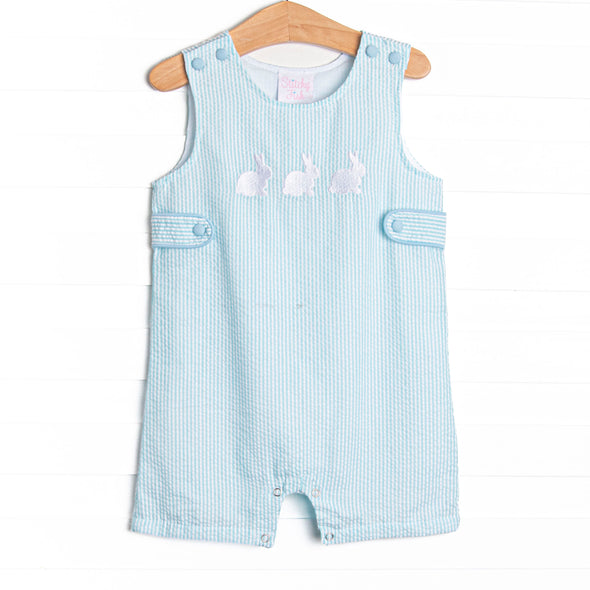 Cottontail Classic Embroidered Jon Jon, Mint Seersucker