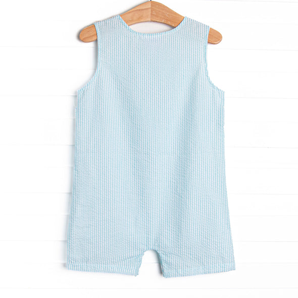 Cottontail Classic Embroidered Jon Jon, Mint Seersucker